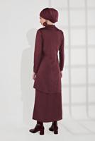 Hijab clothing CLARET RED SHAWL-COLLAR SKIRT SUIT 5705 