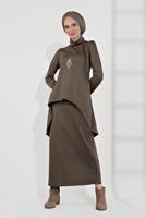 Hijab clothing MINK SHAWL-COLLAR SKIRT SUIT 5705 