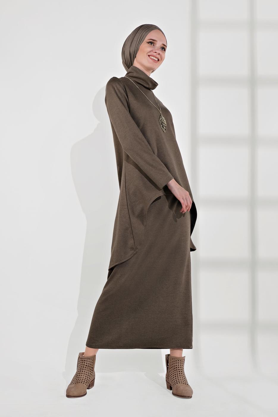 Hijab clothing MINK SHAWL-COLLAR SKIRT SUIT 5705 