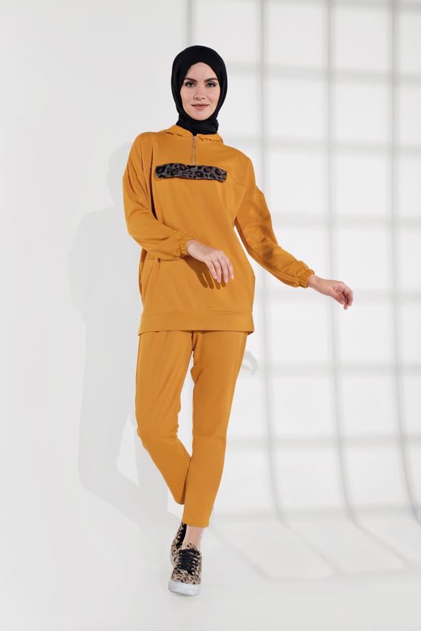 Hijab clothing YELLOW ANIMAL PRINT TRACKSUIT 6202  - TRENDTESETTÜR