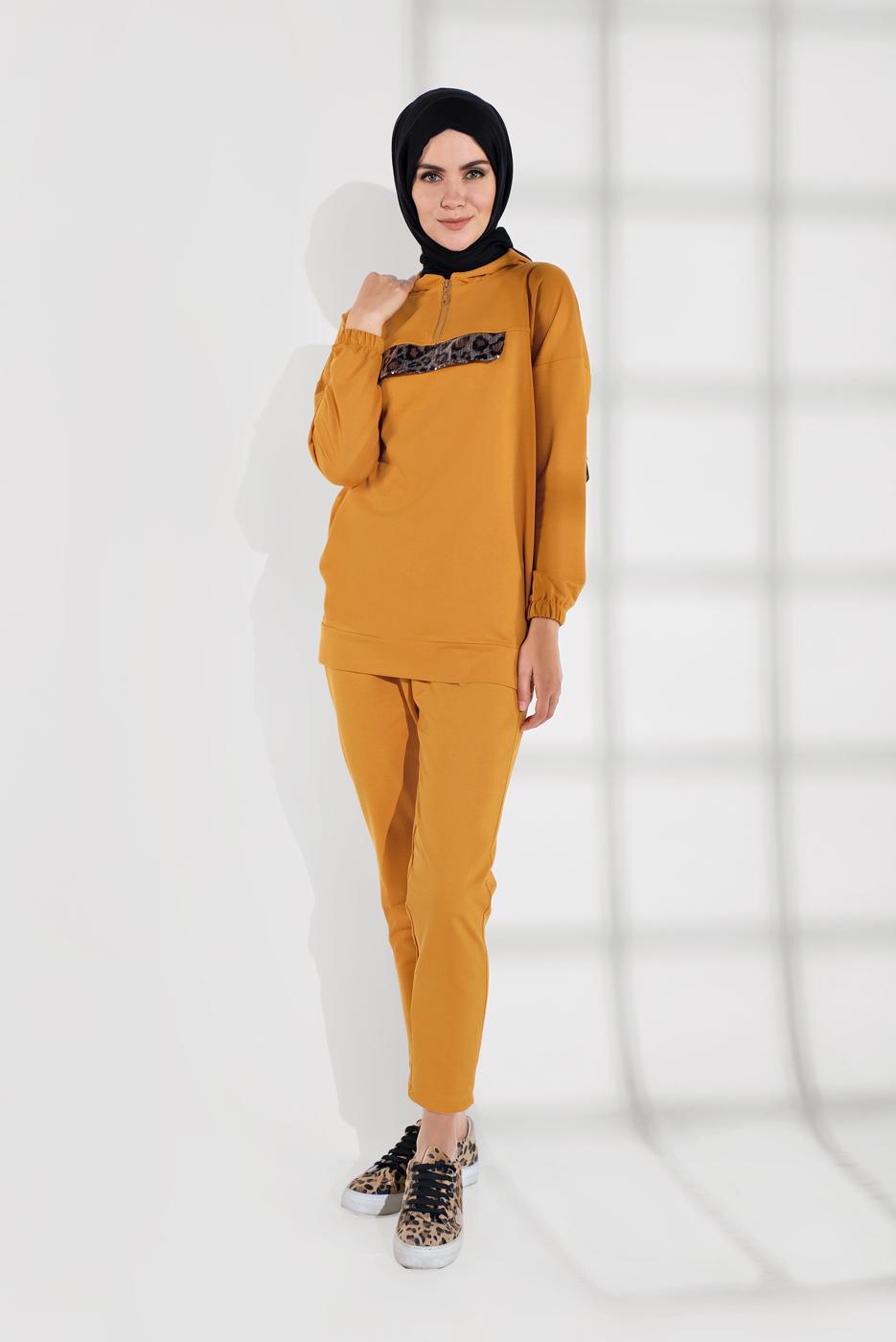 Vêtements hijab JAUNE SURVÊTEMENT À IMPRIMÉ 6202 