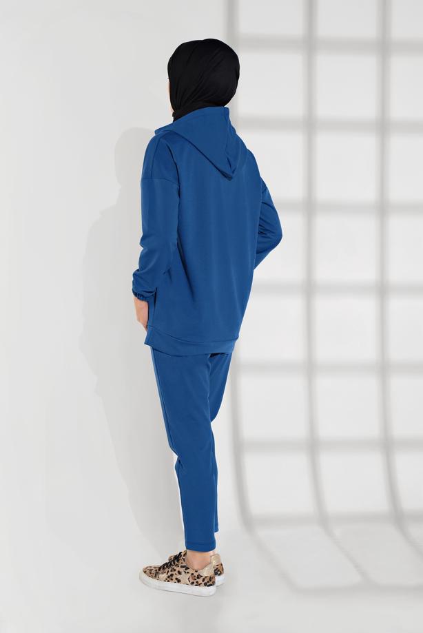 Hijab clothing NAVY BLUE ANIMAL PRINT TRACKSUIT 6202  - TRENDTESETTÜR