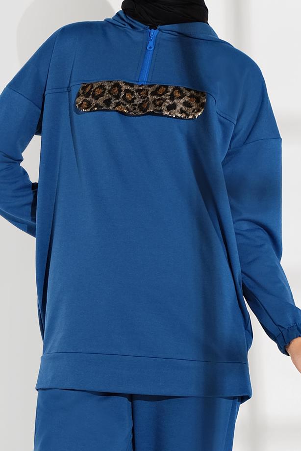 Hijab clothing NAVY BLUE ANIMAL PRINT TRACKSUIT 6202  - TRENDTESETTÜR