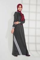 Hijab clothing GREY STRIPPED SPORT DRESS 6609 