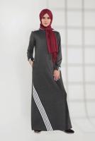 Hijab clothing GREY STRIPPED SPORT DRESS 6609 
