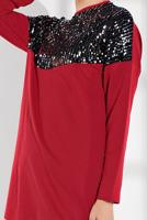 Tesettür giyim KIRMIZI PUL PAYETLİ EŞOFMAN TAKIMI 7202