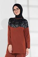 Tesettür giyim KAHVE PUL PAYETLİ EŞOFMAN TAKIMI 7202