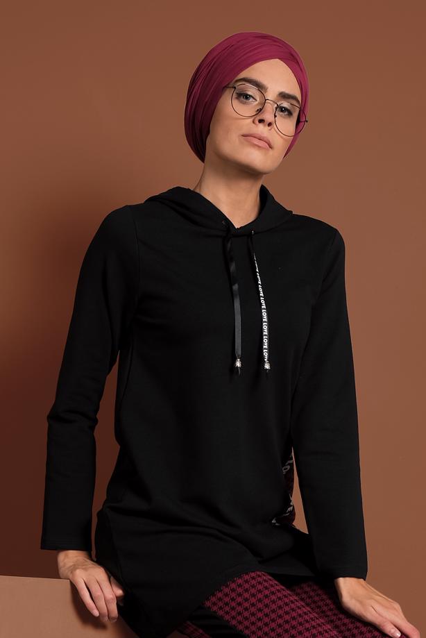 Hijab clothing BLACK PLAID STRIPPED TRACKSUIT 7355 - TRENDTESETTÜR