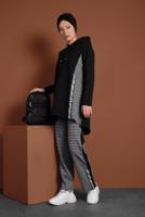 Tesettür giyim SİYAH EKOSELİ ŞERİT DETAYLI İKİLİ EŞOFMAN TAKIM 7355 