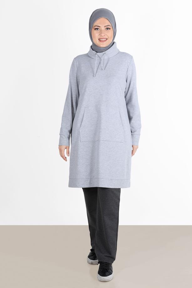 Tesettür giyim GRİ ALVİNA DÜZ KESİM EŞOFMAN ALT 7426  - TRENDTESETTÜR