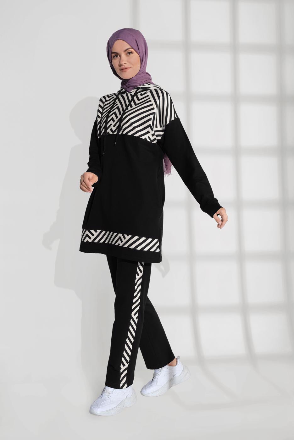 Hijab clothing BLACK COTTON TRACKSUIT 7809 