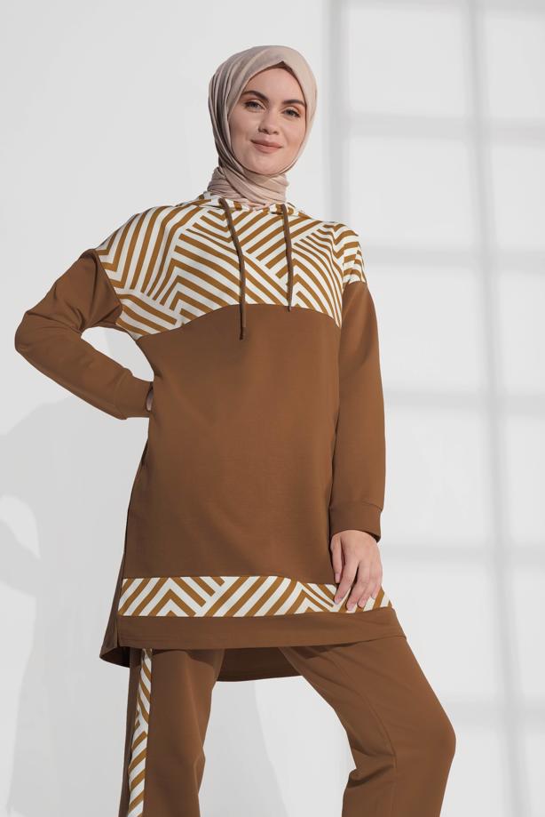 Hijab clothing ORANGE COTTON TRACKSUIT 7809  - TRENDTESETTÜR