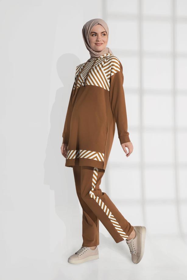 Hijab clothing ORANGE COTTON TRACKSUIT 7809  - TRENDTESETTÜR