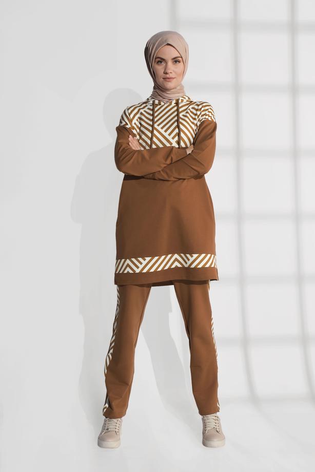 Hijab clothing ORANGE COTTON TRACKSUIT 7809  - TRENDTESETTÜR