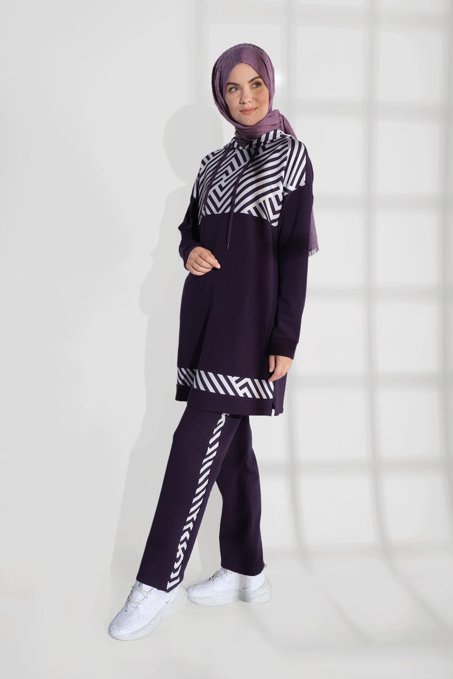 Vêtements hijab POURPRE SURVÊTEMENT EN COTON 7809