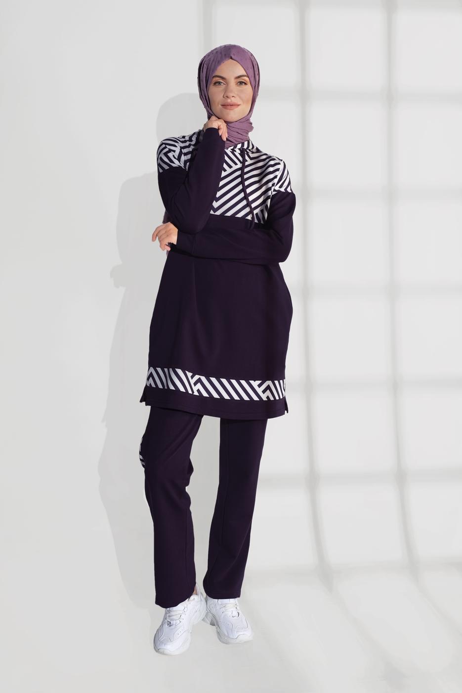 Vêtements hijab POURPRE SURVÊTEMENT EN COTON 7809