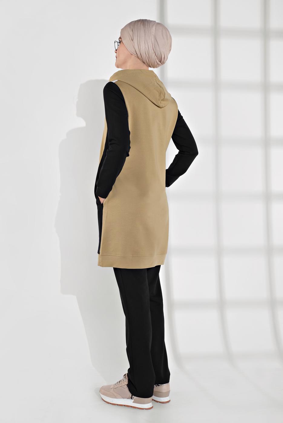 Hijab clothing YELLOW HOODED COTTON TRACKSUIT 7928 