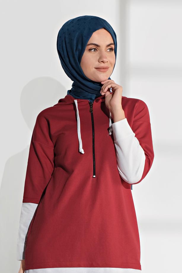 Hijab clothing RED SHIRT-HEM TUNIC 8202  - TRENDTESETTÜR