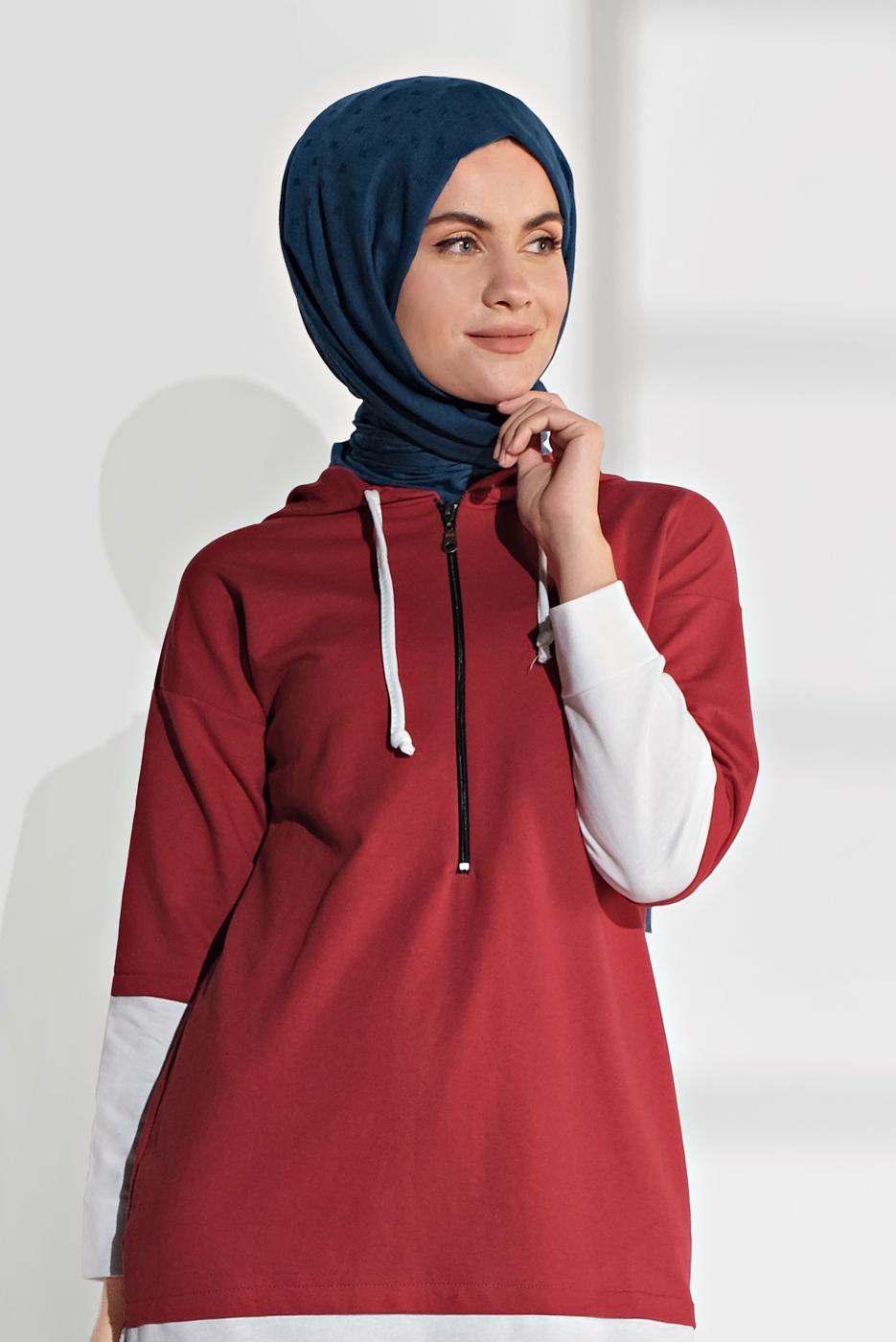 Hijab clothing RED SHIRT-HEM TUNIC 8202 