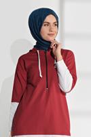 Hijab clothing RED SHIRT-HEM TUNIC 8202 