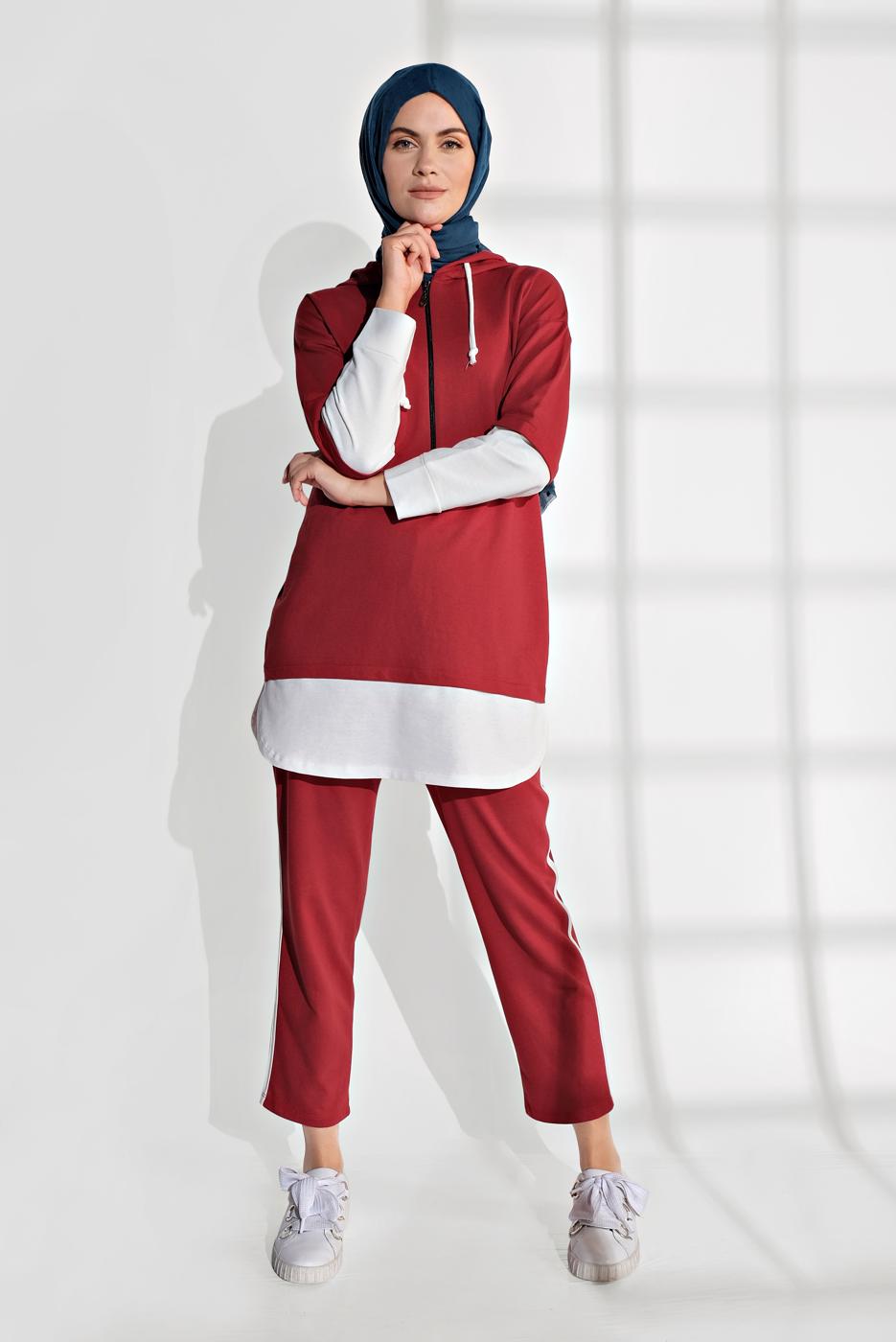 Hijab clothing RED SHIRT-HEM TUNIC 8202 