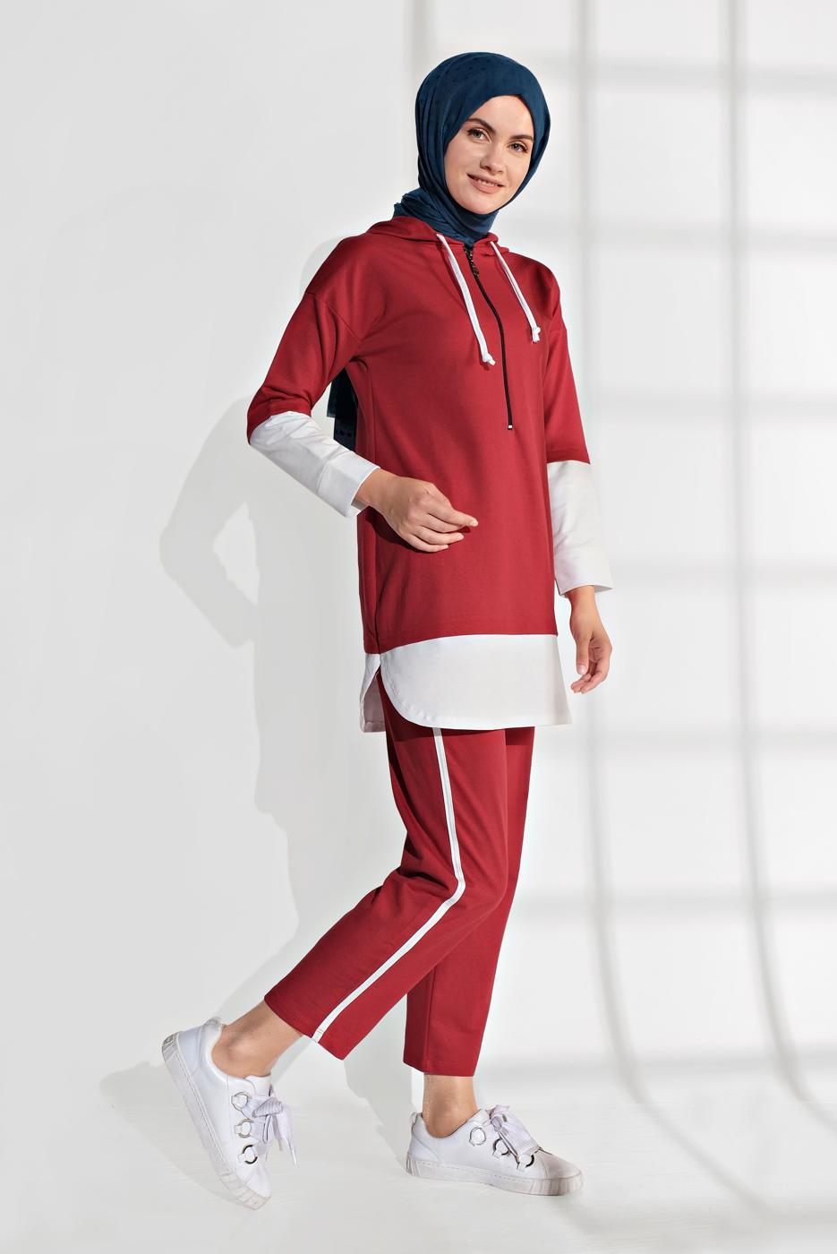 Hijab clothing RED SHIRT-HEM TUNIC 8202 