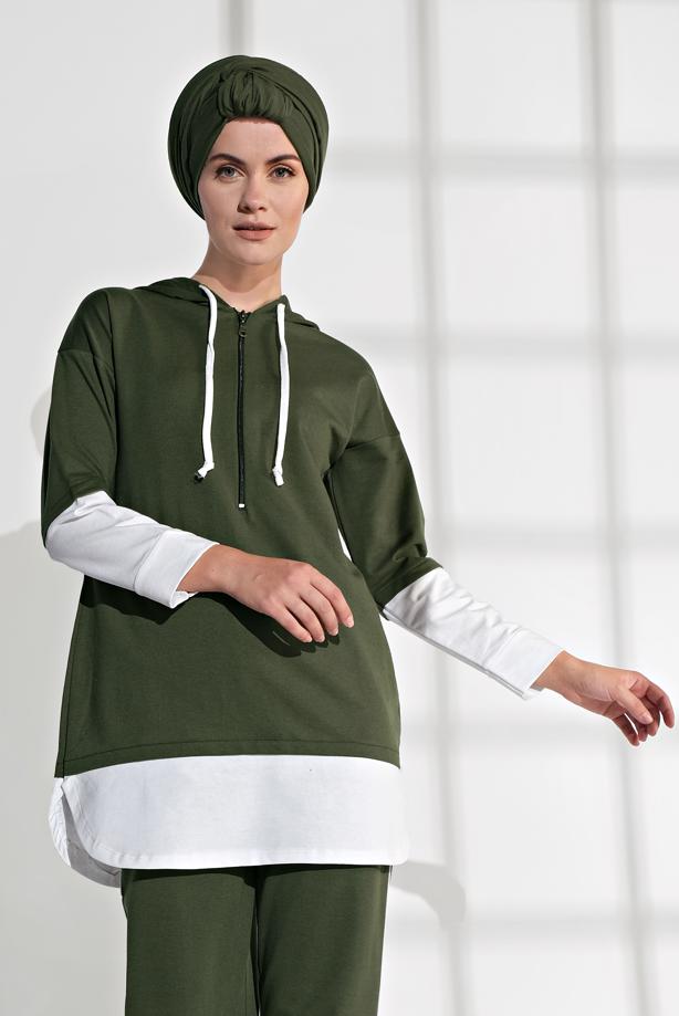 Hijab clothing KHAKI SHIRT-HEM TUNIC 8202  - TRENDTESETTÜR