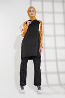 Tesettür giyim SİYAH ŞERİT DETAYLI KAPÜŞONLU 2′Lİ EŞOFMAN TAKIM 8709 