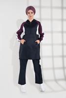 Tesettür giyim LACİVERT ŞERİT DETAYLI KAPÜŞONLU İKİLİ EŞOFMAN TAKIM 8709