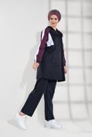 Tesettür giyim LACİVERT ŞERİT DETAYLI KAPÜŞONLU İKİLİ EŞOFMAN TAKIM 8709