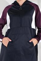 Tesettür giyim LACİVERT ŞERİT DETAYLI KAPÜŞONLU İKİLİ EŞOFMAN TAKIM 8709