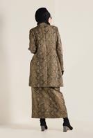 Tesettür giyim KAHVE YILAN DERİSİ DESENLİ KALEM ETEK 6294-1