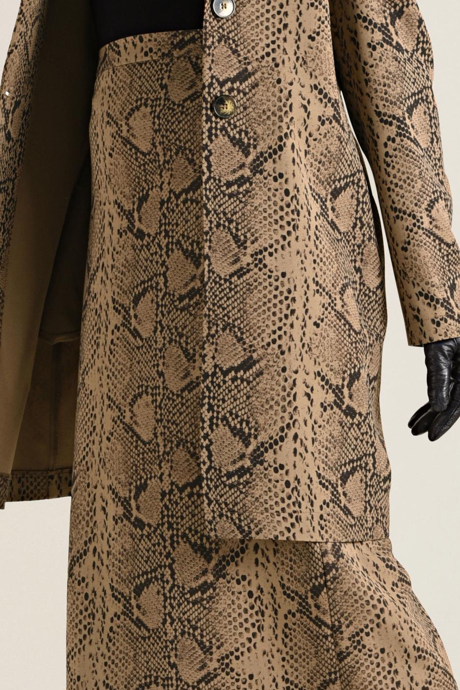 Tesettür giyim KAHVE YILAN DERİSİ DESENLİ KALEM ETEK 6294-1
