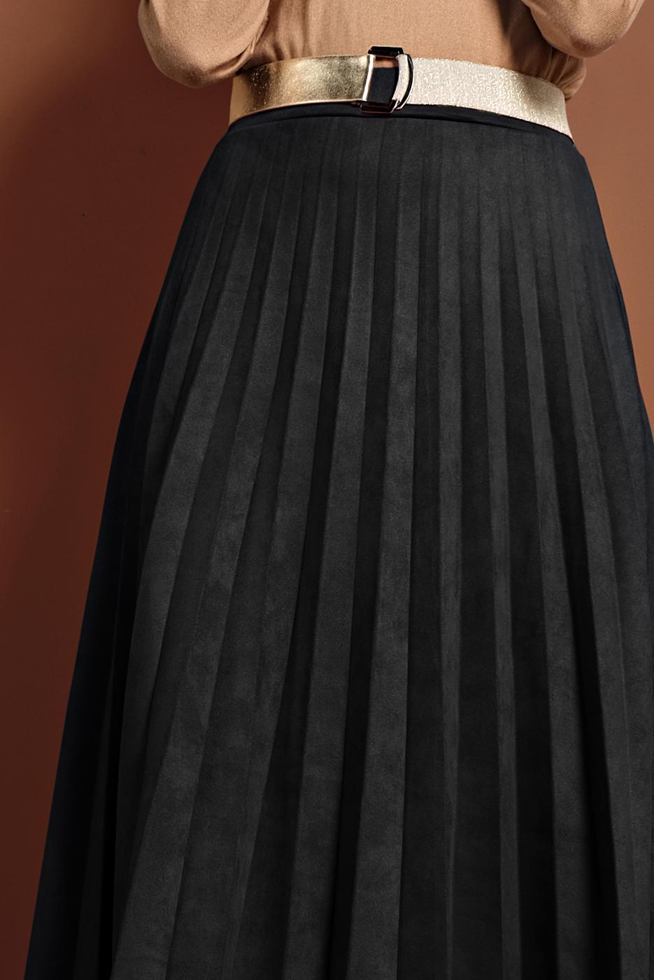 Vêtements hijab NOIR JUPE EN COTON À PLIS 1694 