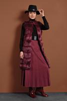 Vêtements hijab ROUGE BORDEAUX JUPE EN COTON À PLIS 1694 