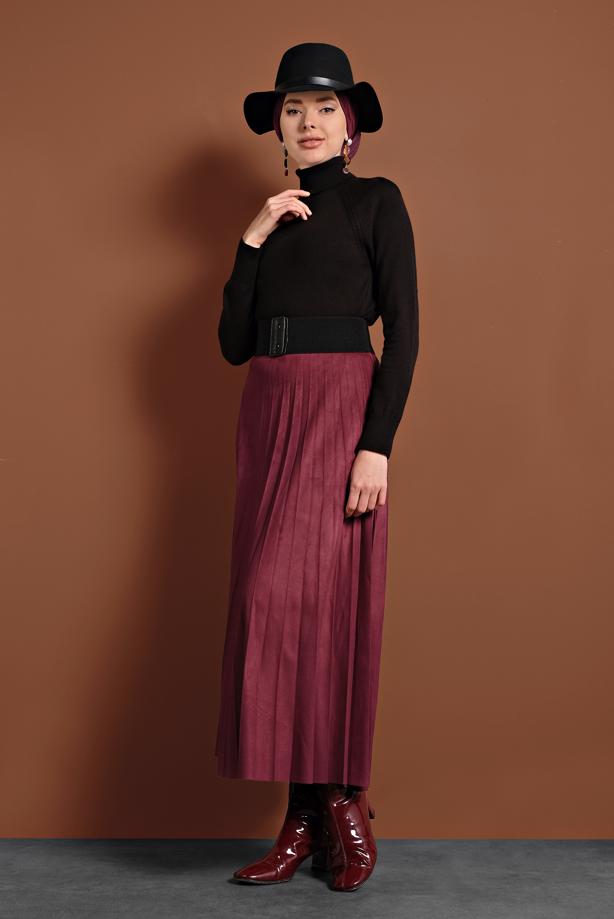 Hijab clothing  PLEATED COTTON SKIRT 1694 - TRENDTESETTÜR
