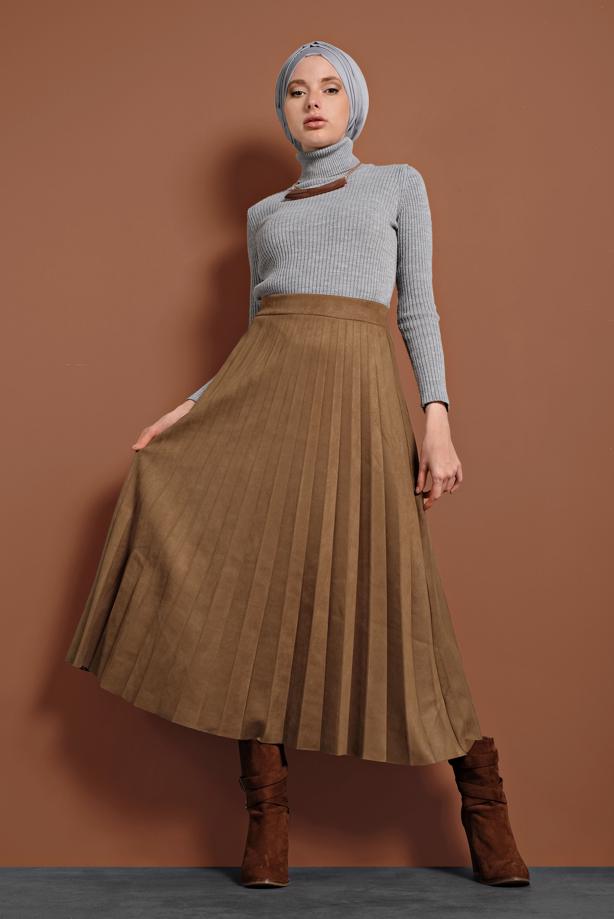Hijab clothing PLEATED COTTON SKIRT 1694 - TRENDTESETTÜR