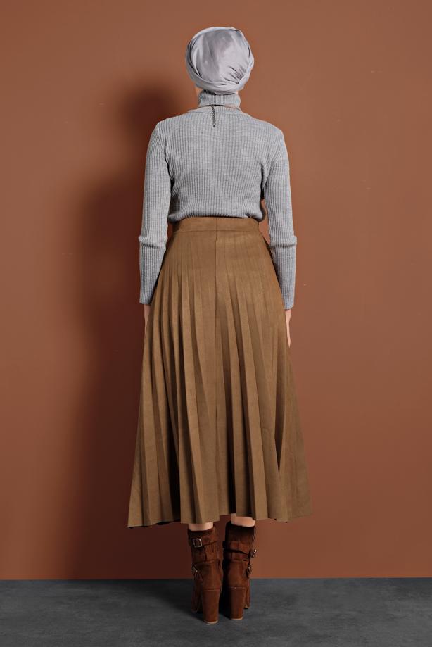 Hijab clothing  PLEATED COTTON SKIRT 1694 - TRENDTESETTÜR