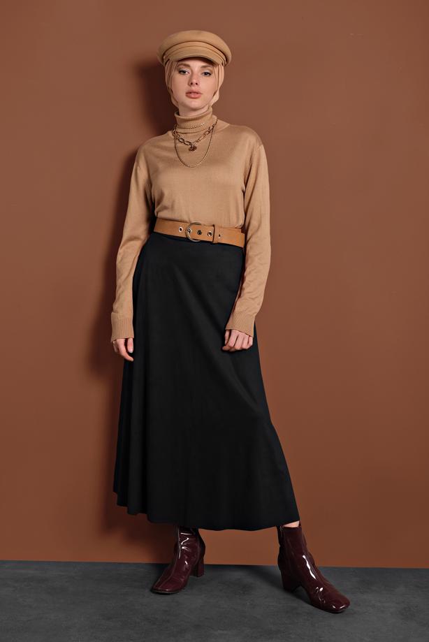 Hijab clothing  FLOUNCE SUEDE SKIRT 1695 - TRENDTESETTÜR