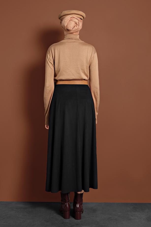 Hijab clothing  FLOUNCE SUEDE SKIRT 1695 - TRENDTESETTÜR