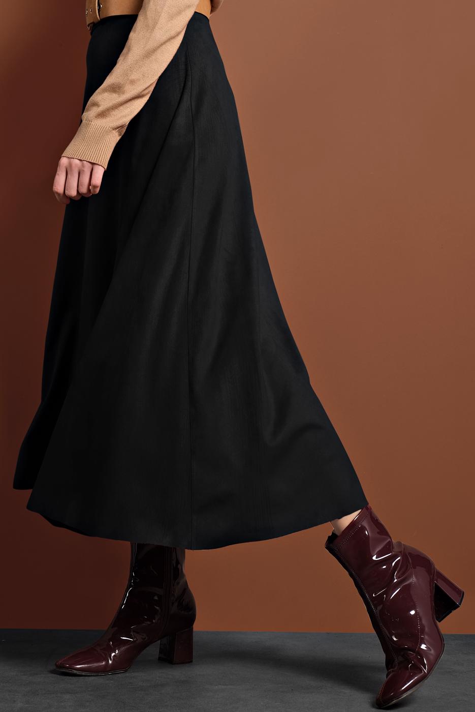 Vêtements hijab NOIR JUPE EN DAIM À VOLANTS 1695 