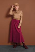 Hijab clothing CLARET RED FLOUNCE SUEDE SKIRT 1695