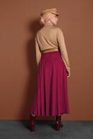 Hijab clothing CLARET RED FLOUNCE SUEDE SKIRT 1695