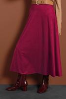 Hijab clothing CLARET RED FLOUNCE SUEDE SKIRT 1695
