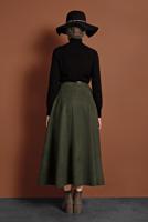 Tesettür giyim HAKİ VOLANLI SÜET ETEK 1695