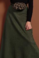 Tesettür giyim HAKİ VOLANLI SÜET ETEK 1695