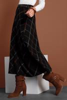 Tesettür giyim SİYAH KARELİ FERMUARLI ÇAN ETEK 2022