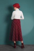 Tesettür giyim BORDO KARELİ FERMUARLI ÇAN ETEK 2022