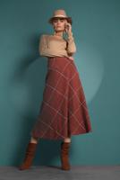 Tesettür giyim TABA KARELİ FERMUARLI ÇAN ETEK 2022