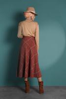 Tesettür giyim TABA KARELİ FERMUARLI ÇAN ETEK 2022